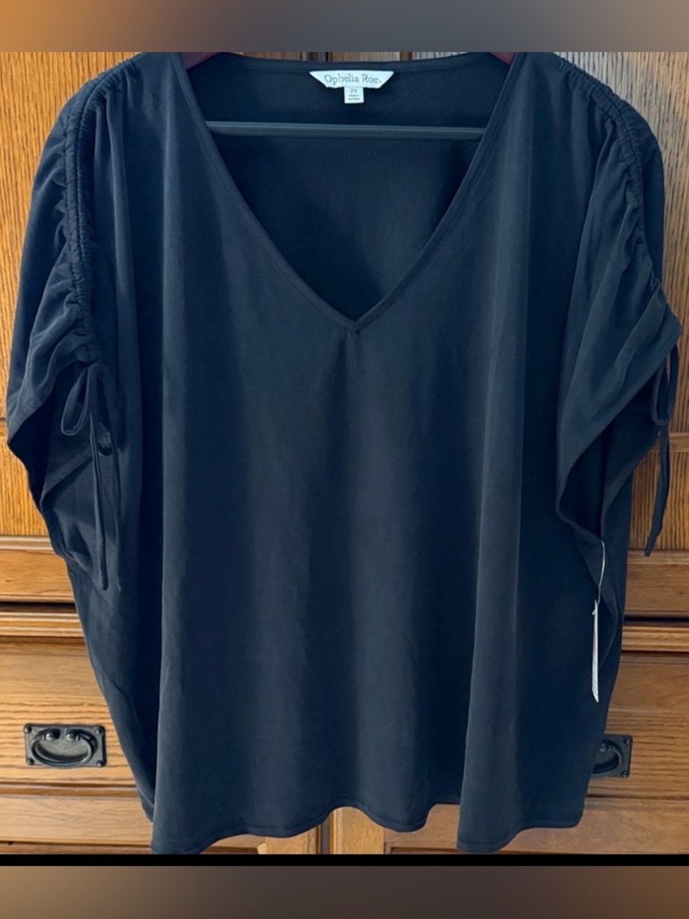 NWT Ophelia Rae V-Neck Top Chinch Shoulder Dolman Stretch Oversized Workwear
